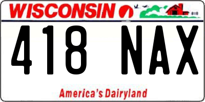 WI license plate 418NAX