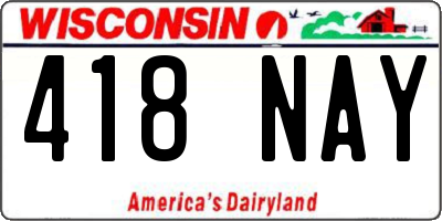 WI license plate 418NAY