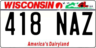 WI license plate 418NAZ
