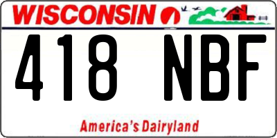 WI license plate 418NBF