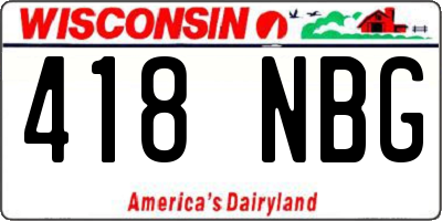 WI license plate 418NBG