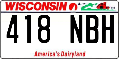WI license plate 418NBH
