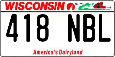 WI license plate 418NBL