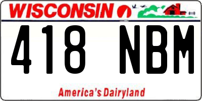 WI license plate 418NBM