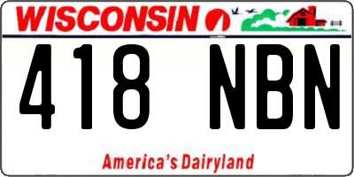 WI license plate 418NBN