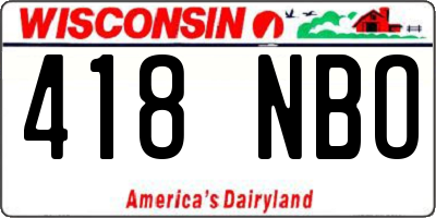 WI license plate 418NBO