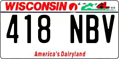 WI license plate 418NBV