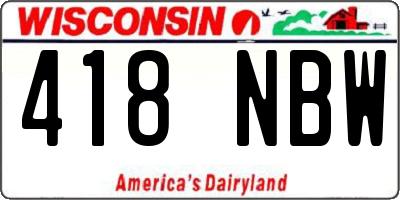 WI license plate 418NBW