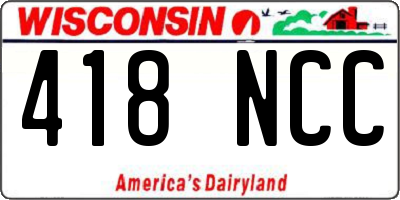 WI license plate 418NCC