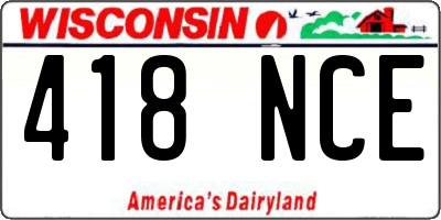 WI license plate 418NCE