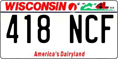 WI license plate 418NCF