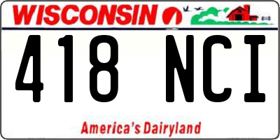 WI license plate 418NCI