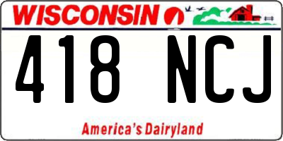 WI license plate 418NCJ