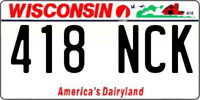 WI license plate 418NCK