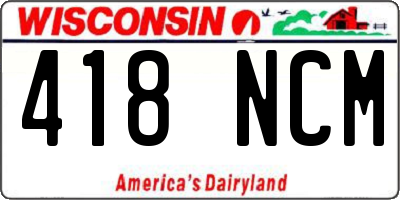 WI license plate 418NCM