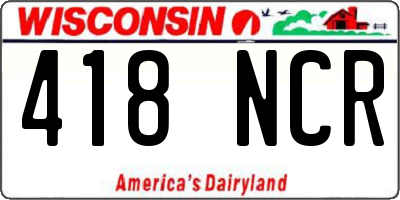 WI license plate 418NCR