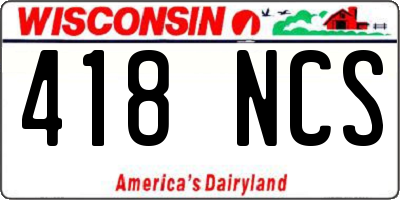 WI license plate 418NCS