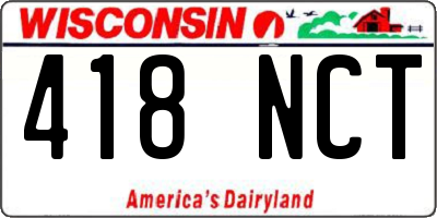WI license plate 418NCT
