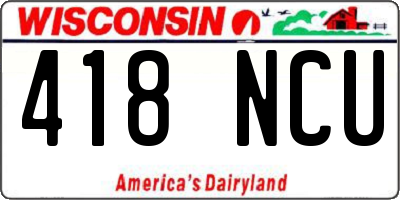 WI license plate 418NCU