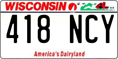 WI license plate 418NCY