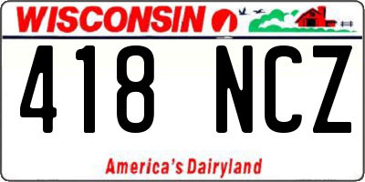WI license plate 418NCZ