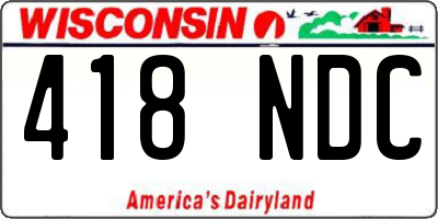 WI license plate 418NDC