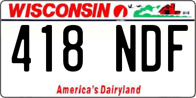 WI license plate 418NDF