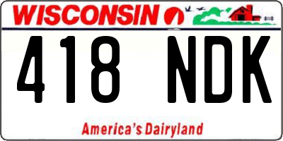 WI license plate 418NDK