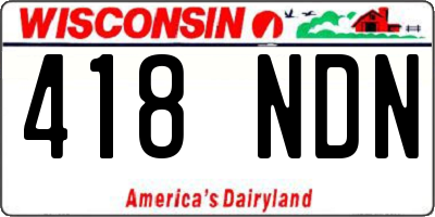 WI license plate 418NDN