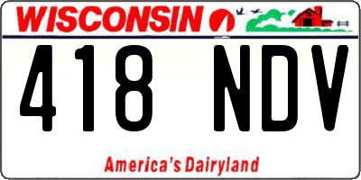 WI license plate 418NDV