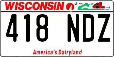 WI license plate 418NDZ