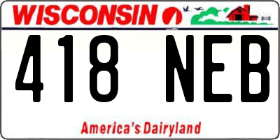 WI license plate 418NEB