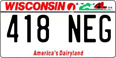 WI license plate 418NEG