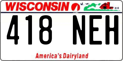 WI license plate 418NEH