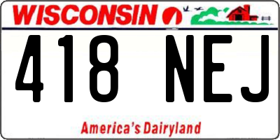 WI license plate 418NEJ