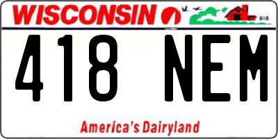 WI license plate 418NEM