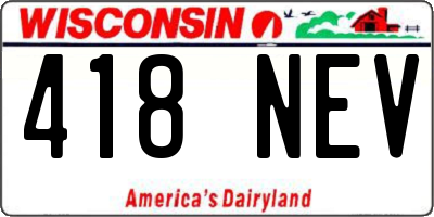WI license plate 418NEV