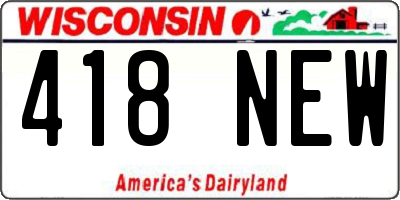 WI license plate 418NEW