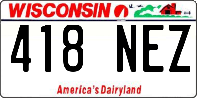 WI license plate 418NEZ
