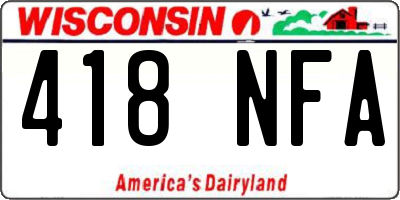 WI license plate 418NFA