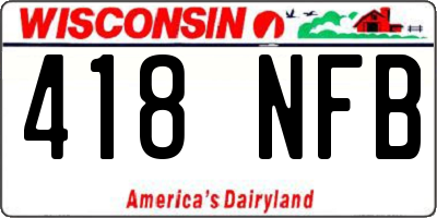 WI license plate 418NFB