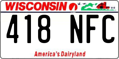 WI license plate 418NFC