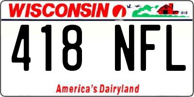 WI license plate 418NFL