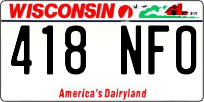 WI license plate 418NFO