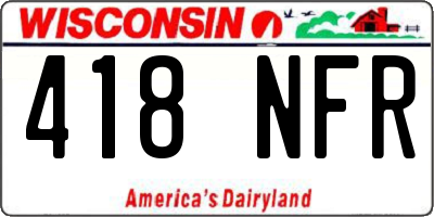 WI license plate 418NFR