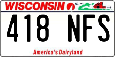 WI license plate 418NFS