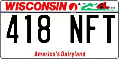 WI license plate 418NFT