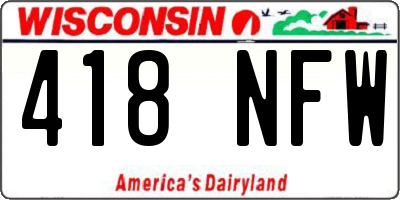 WI license plate 418NFW