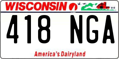 WI license plate 418NGA