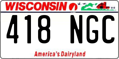 WI license plate 418NGC